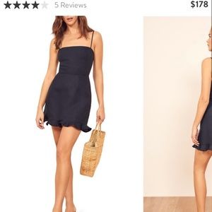 Reformation Navy Linen Dress Sz 4